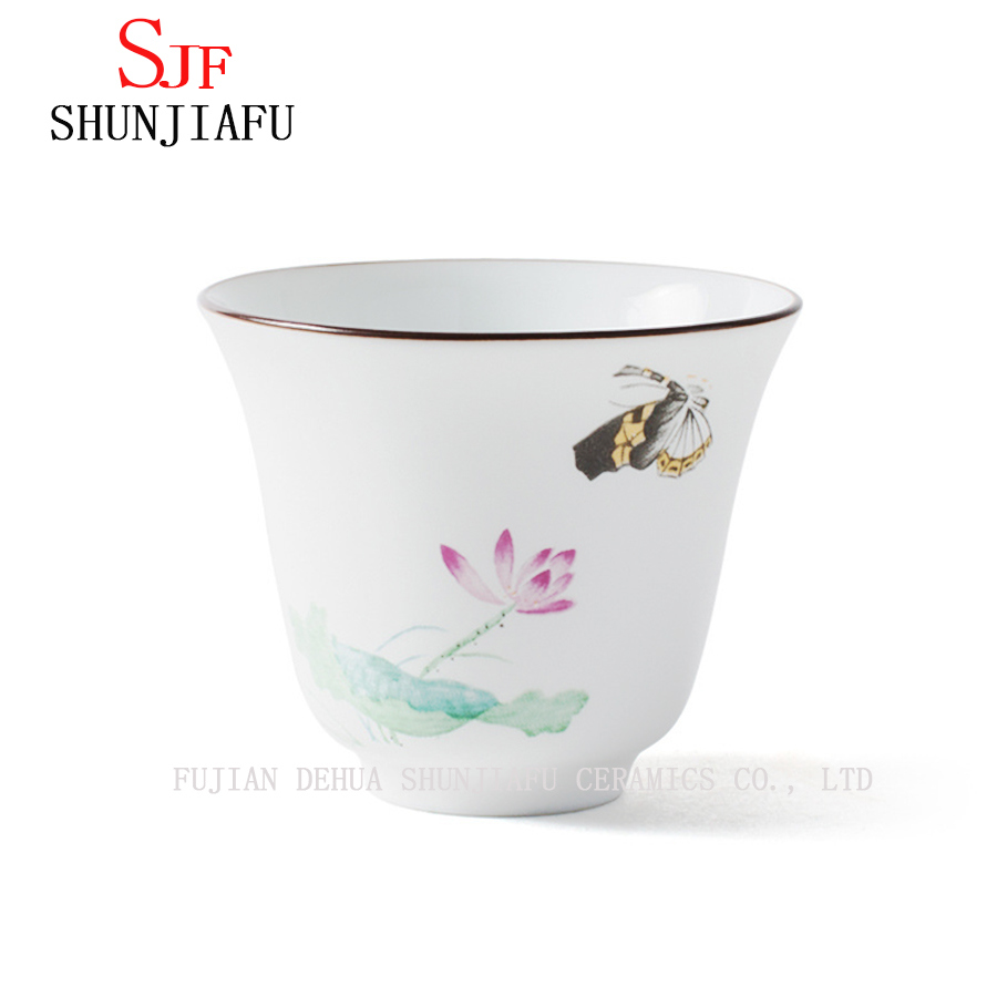Taza de té de cerámica de Kung Fu de Lotus de color hecho a mano de alta calidad