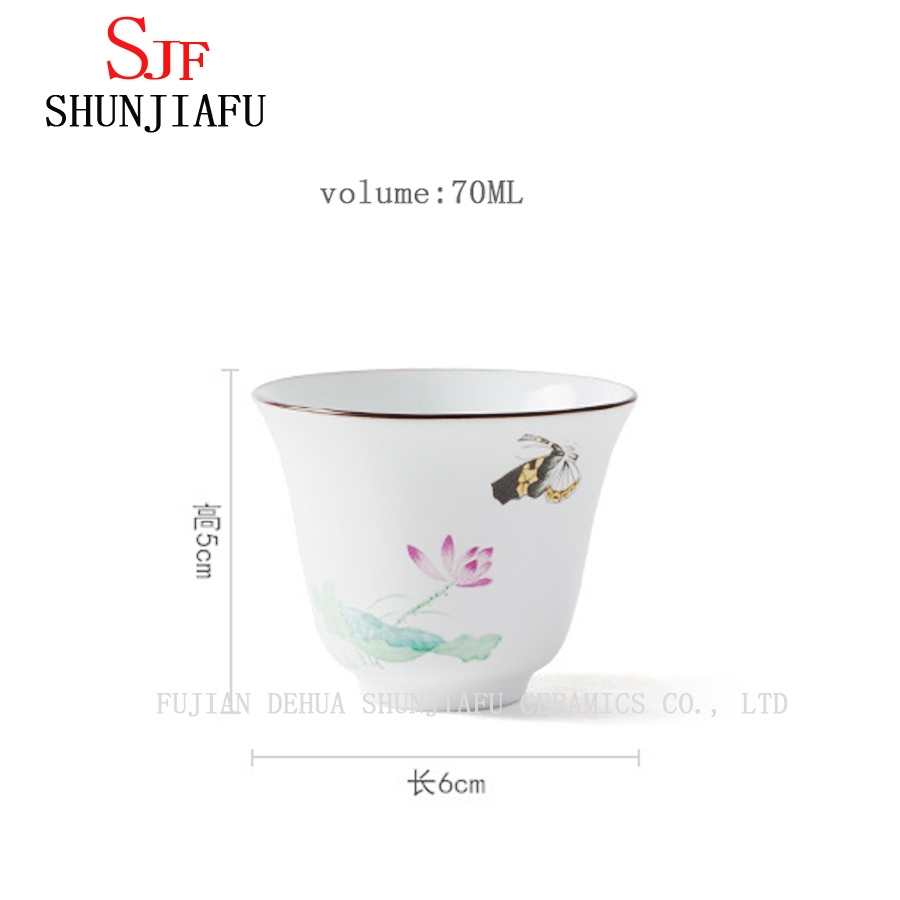 Taza de té de cerámica de Kung Fu de Lotus de color hecho a mano de alta calidad