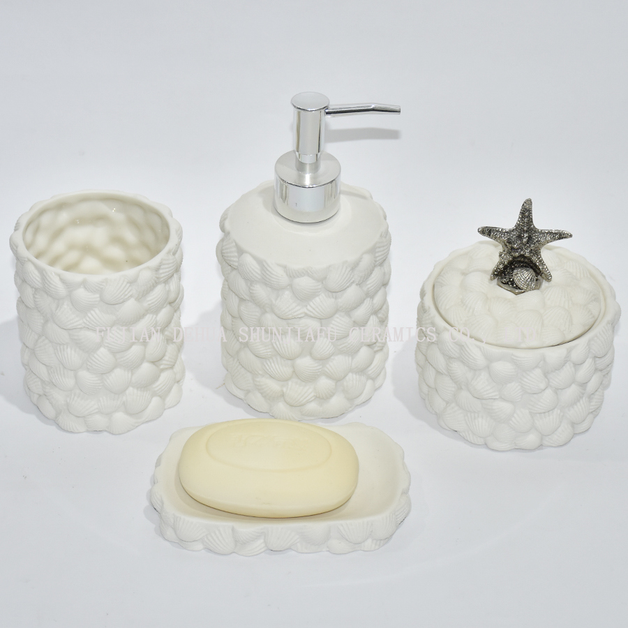 Set de accesorios de baño de cerámica blanca
