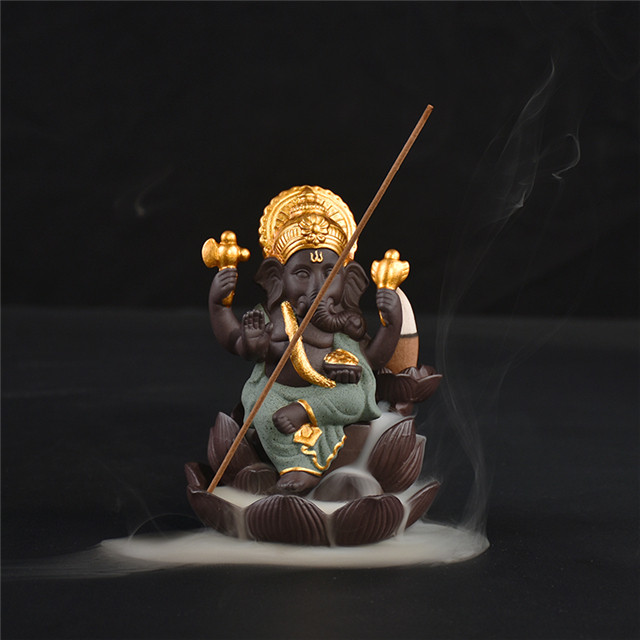 green  Ganesha  Ceramic incense burner  2523