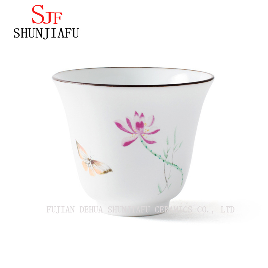 Taza de té de cerámica de Kung Fu de Lotus de color hecho a mano de alta calidad