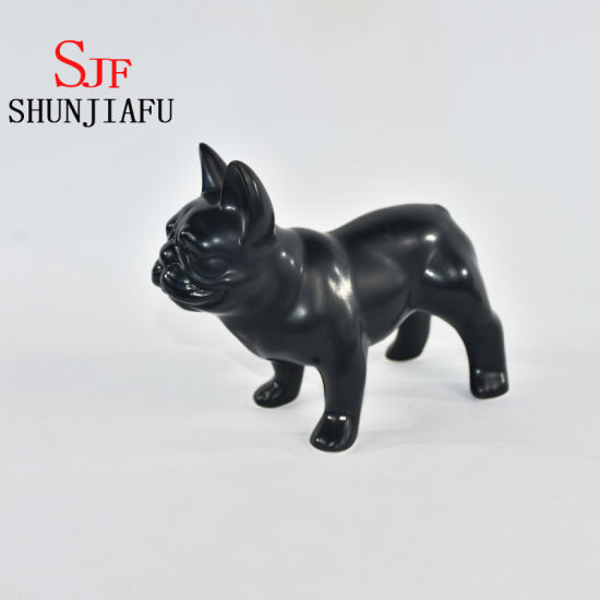 Sentado de cerámica Bulldog francés Cerámica con acabado de agua esmaltada negra