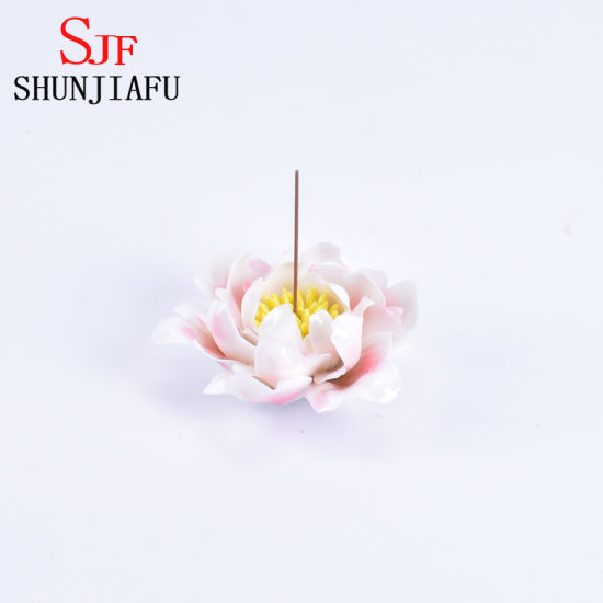 Quemador de incienso tipo flor de cerámica hecho a mano para palos