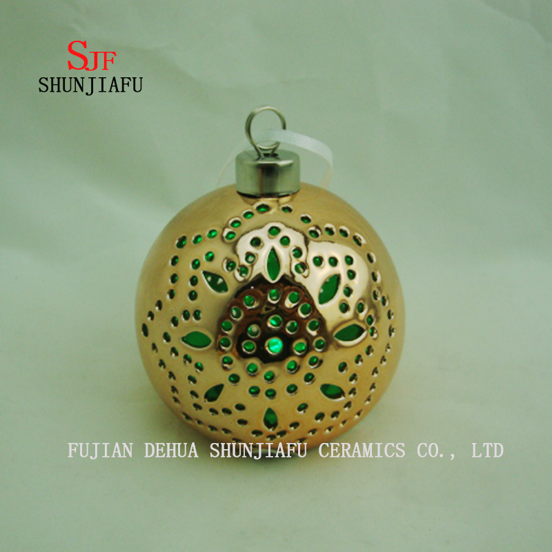 Candelero de cer&aacute;mica esf&eacute;rico galvanizado, candelabro de vela de porcelana / a