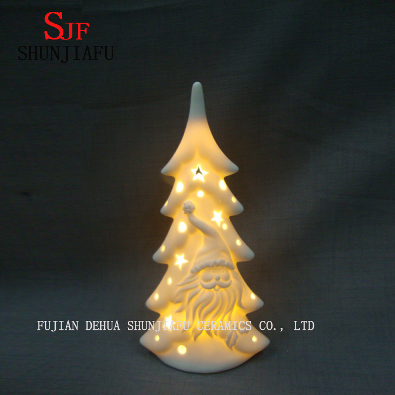 &Aacute;rbol de Navidad de cer&aacute;mica esmaltada blanca. LED / &Aacute;rbol de bodas