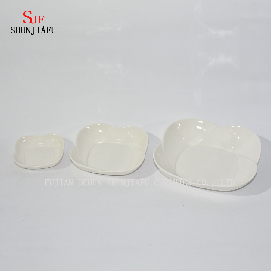 Plato de servicio de vajilla de porcelana blanca Plato de salsa de inmersi&oacute;n pintado para aperitivo, postre, ensalada, merienda, sushi, fruta, pan - Juego de 4