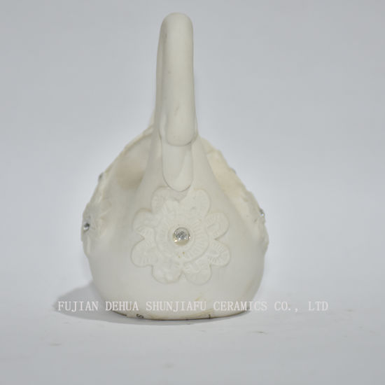 Banco de cisne de cerámica con cristal artificial, es un regalo único perfecto, decoración de guardería, recuerdo, hucha para niños, blanco