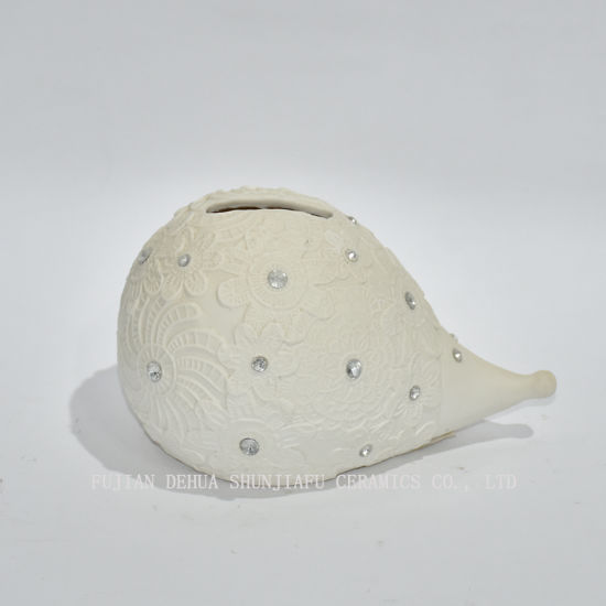 Pequeña tortuga / caracola con cristal artificial de cerámica hucha avión para regalo de niños