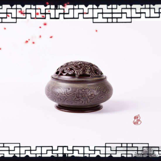 Quemador de incienso de cono de cerámica hecho a mano de estilo tradicional con soporte para incienso de barra e incienso de monedas