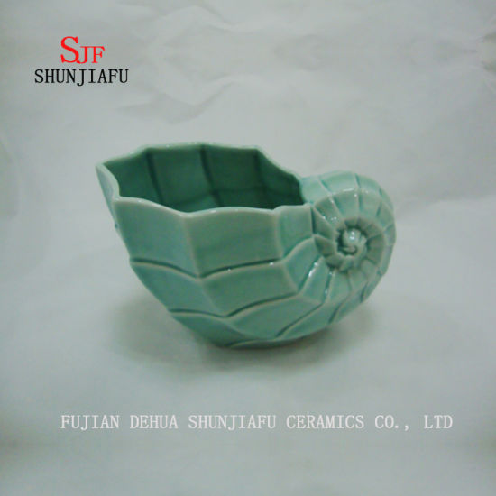 Florero de cerámica de mesa con forma de concha multifunción para flor