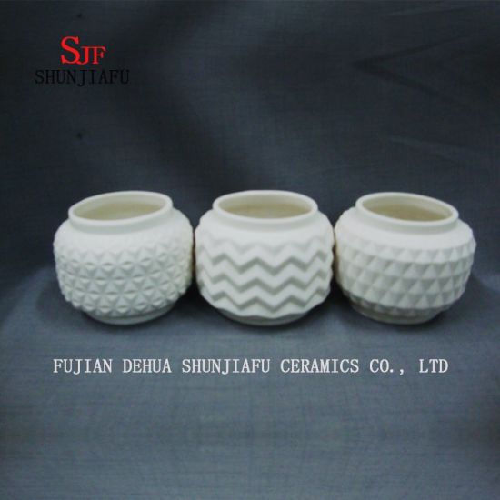 3 estilos / florero geométrico hecho a mano, maceta de cerámica blanca / S