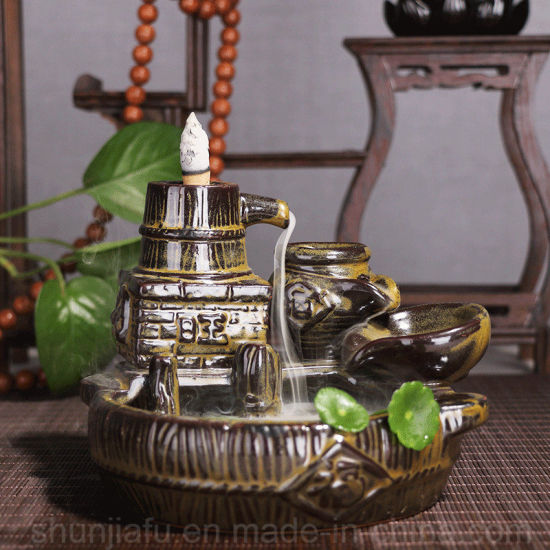 Quemador de incienso incensario Lotus Adornos de cerámica para el hogar