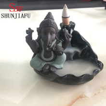 Quemador de incienso de cerámica Ganesh para decoración del hogar