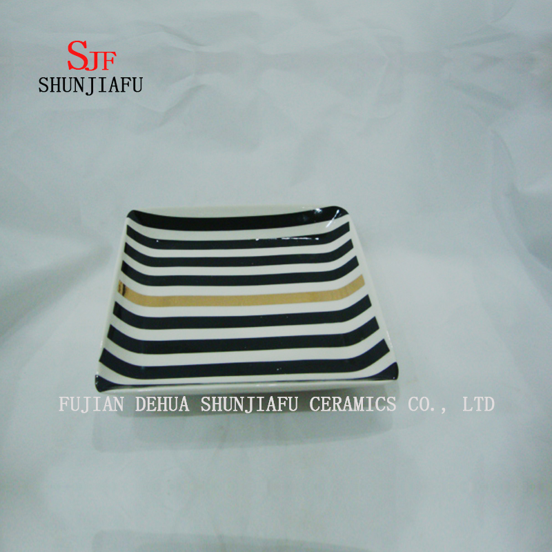 Plato de comida occidental Vajilla de cer&aacute;mica Platos de carne Filete de sushi japon&eacute;s Plato de ensalada de frutas y verduras (Patr&oacute;n de rayas)