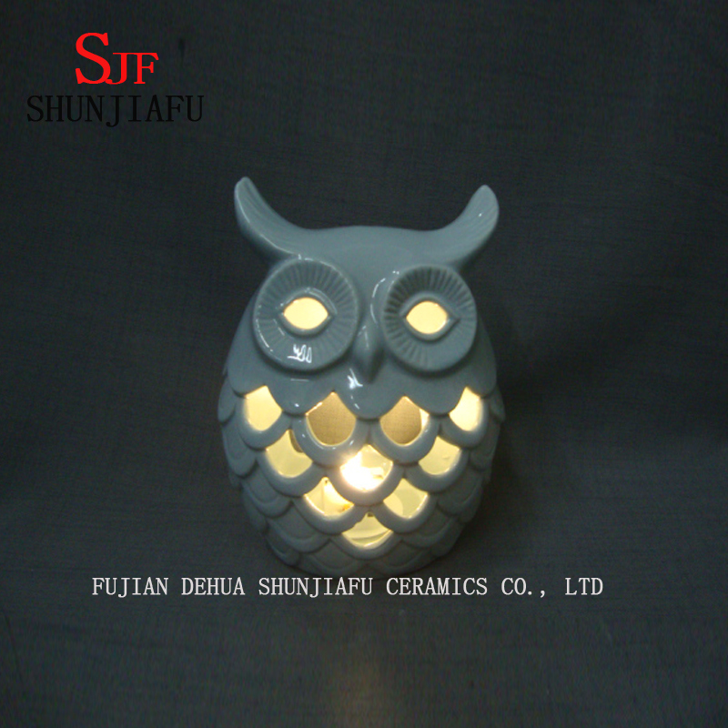 Owl Night Light con bater&iacute;a LED Cer&aacute;mica Decoraci&oacute;n Muebles.