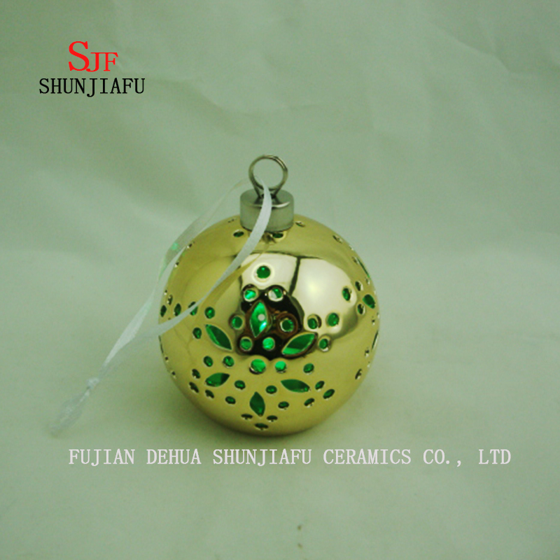 Candelero de cer&aacute;mica esf&eacute;rico galvanizado, candelabro de vela de porcelana / E