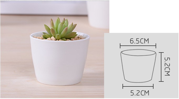 Mini macetas decorativas de cer&aacute;mica blanca redonda