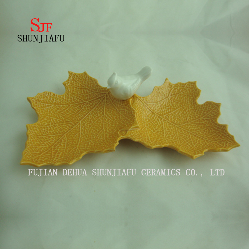 Creativa doble hoja de arce y sazonador de cer&aacute;mica Cute Bird / a