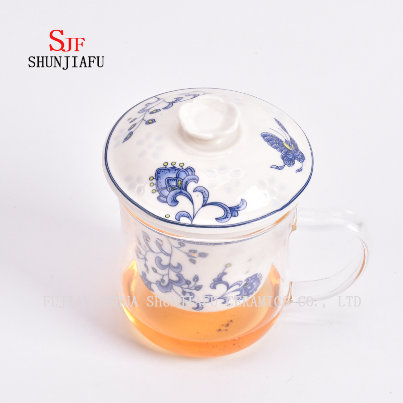 400 ml de regalos creativos de vidrio de doble pared, colador de t&eacute;, vaso de caf&eacute;, tazas de t&eacute; de vidrio con tapa