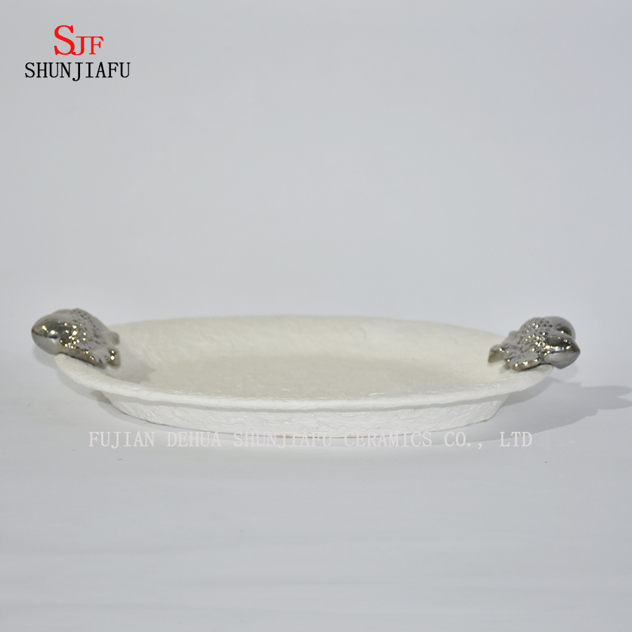 Plato de tres platos peque&ntilde;os de tart&aacute;n de porcelana blanca para aperitivo, postre, ensalada, merienda, sushi, fruta, pan