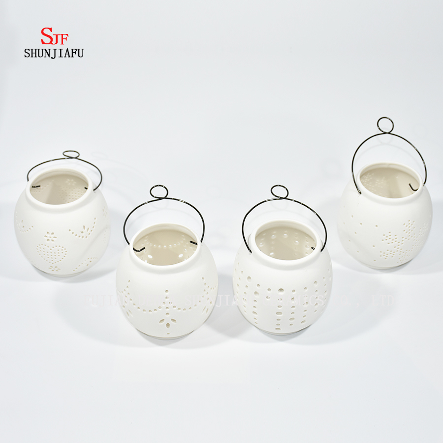 Dise&ntilde;o de cer&aacute;mica blanca Tea Light Storm Lantern - Candelero