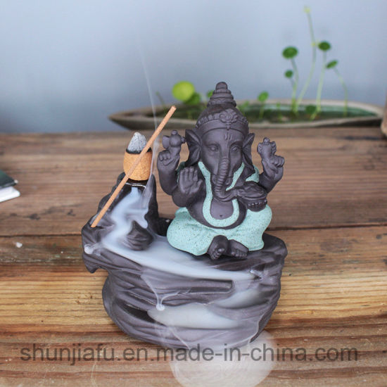 Quemador de incienso de cerámica Ganesh para decoración