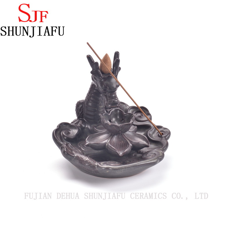 Quemador de incienso de reflujo de drag&oacute;n de cer&aacute;mica