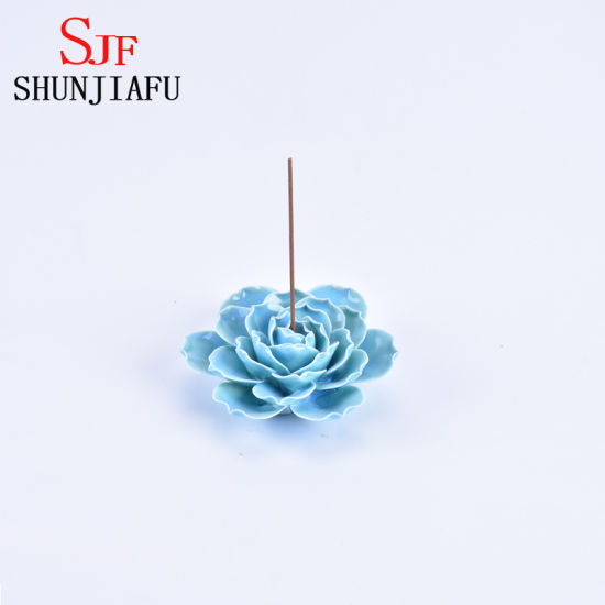 Quemador de incienso tipo flor de cerámica hecho a mano para palos