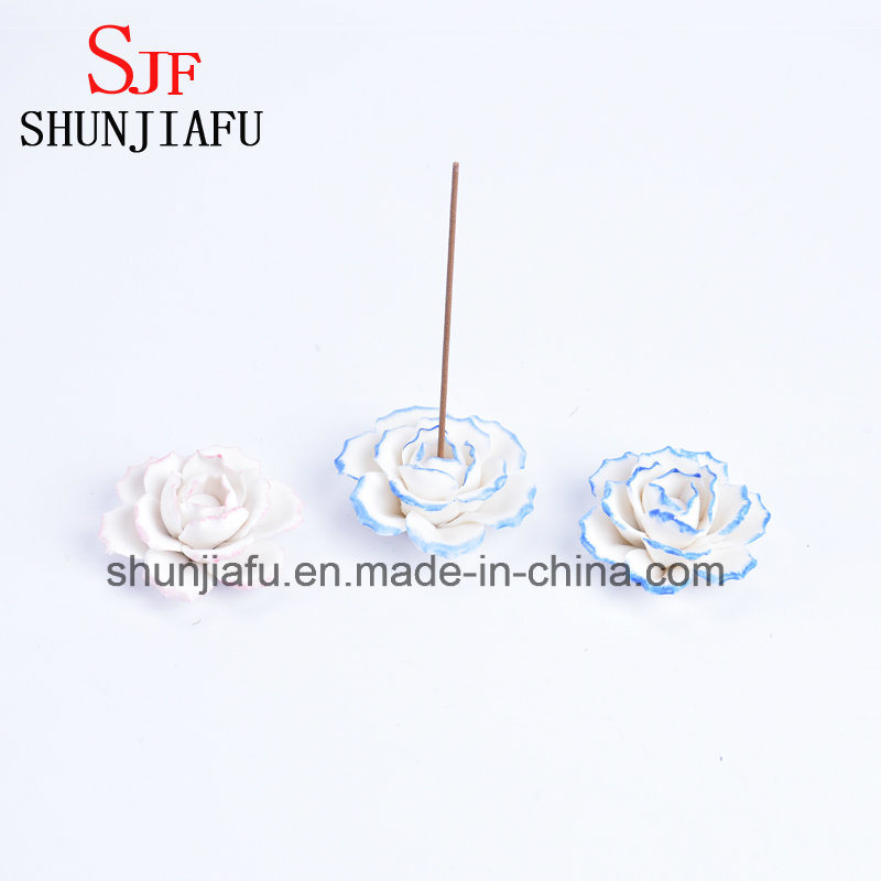 Quemador de incienso tipo flor de cer&aacute;mica hecho a mano para palos