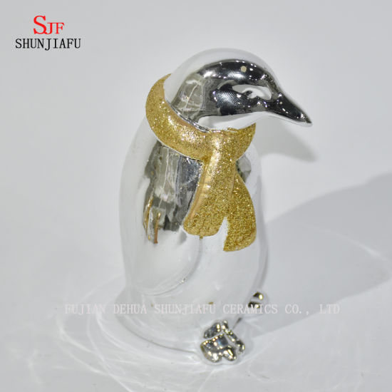 Pingüino lindo para la familia / oficina / café / decoración del festival / galvanoplastia de cerámica / a