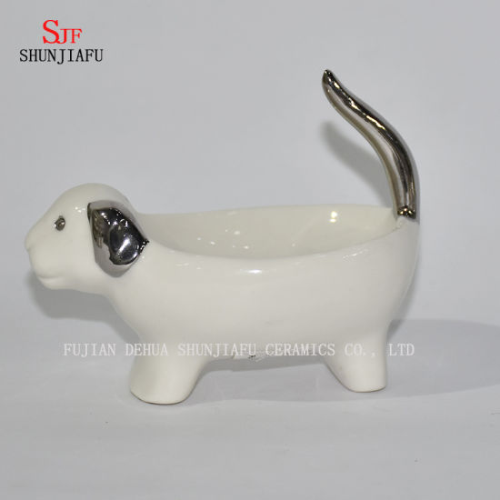 Forma animal del perro / del cerdo, sostenedor de la caja del jabón de cerámica del baño casero