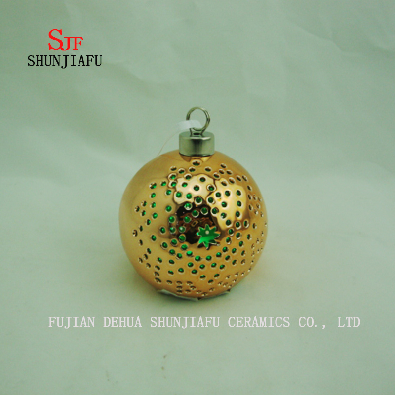 Candelero de cer&aacute;mica esf&eacute;rico galvanizado, candelabro de vela de porcelana / B