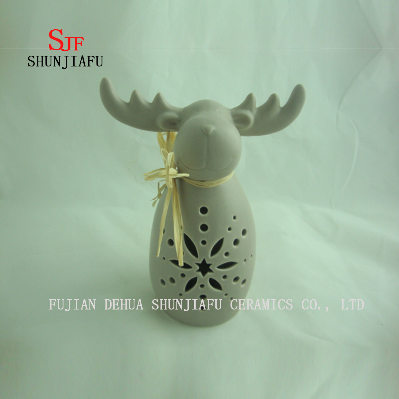 Cute Deer Head - Arte decorativo, dormitorio con iluminaci&oacute;n blanca, cer&aacute;mica / a