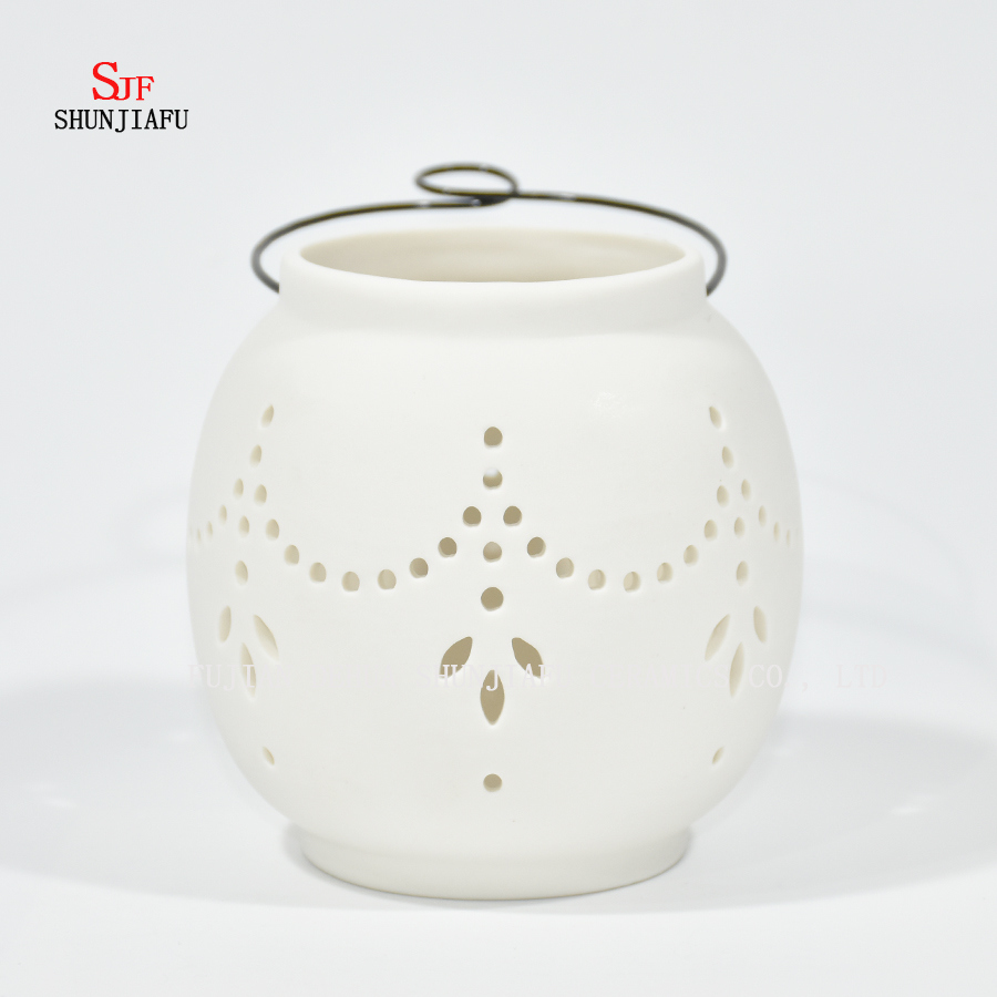 Dise&ntilde;o de cer&aacute;mica blanca Tea Light Storm Lantern - Candelero