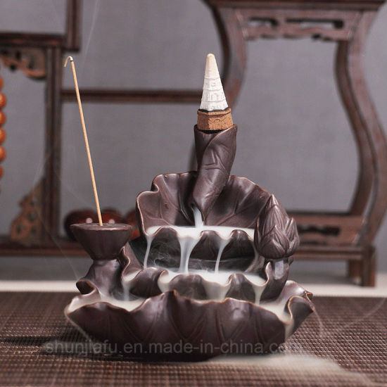 Ceramic Lotus Base Incense Burner Holder Incensario Decoración del hogar