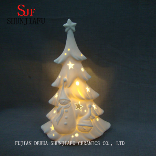 Árbol de Navidad de cerámica - Mini árbol iluminado con LED