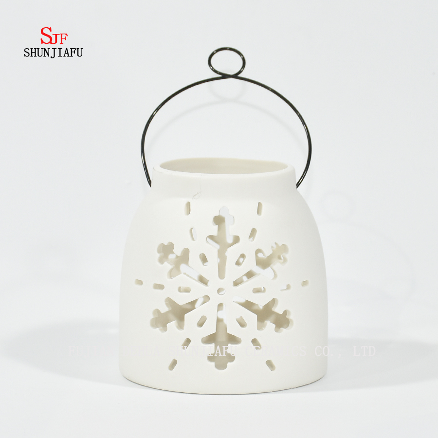Dise&ntilde;o de cer&aacute;mica blanca Tea Light Storm Lantern
