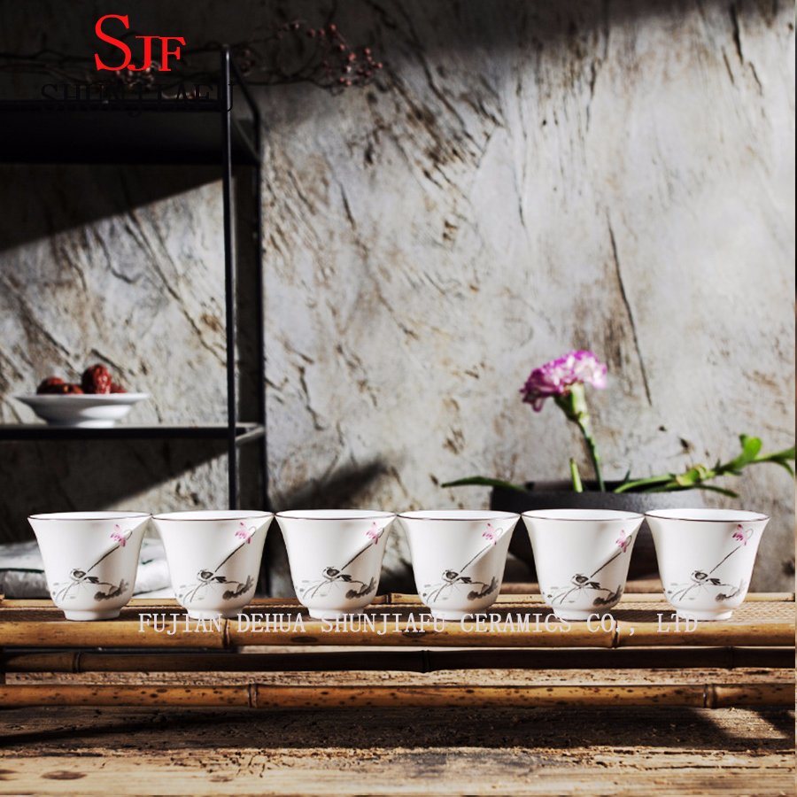 Taza de t&eacute; de cer&aacute;mica de Kung Fu de Lotus de color hecho a mano de alta calidad