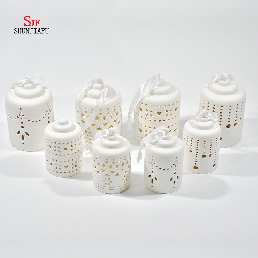 Candelabro de candelabro de cer&aacute;mica Candelero para luces de t&eacute; tallado por m&aacute;quina / C