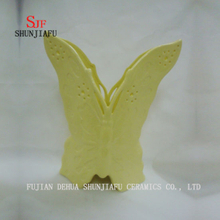 Florero de cerámica de mesa de mariposa multifunción de 4 colores para tubo de flores o palillos