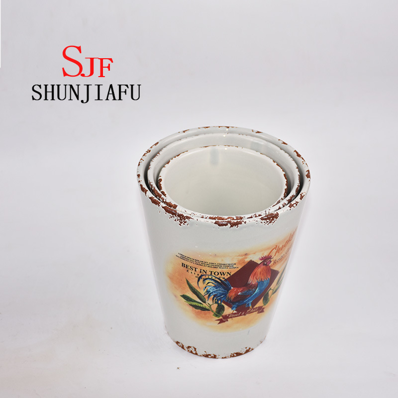 Maceta de calabaza de la planta de cer&aacute;mica decorativa vintage de 3 tama&ntilde;os