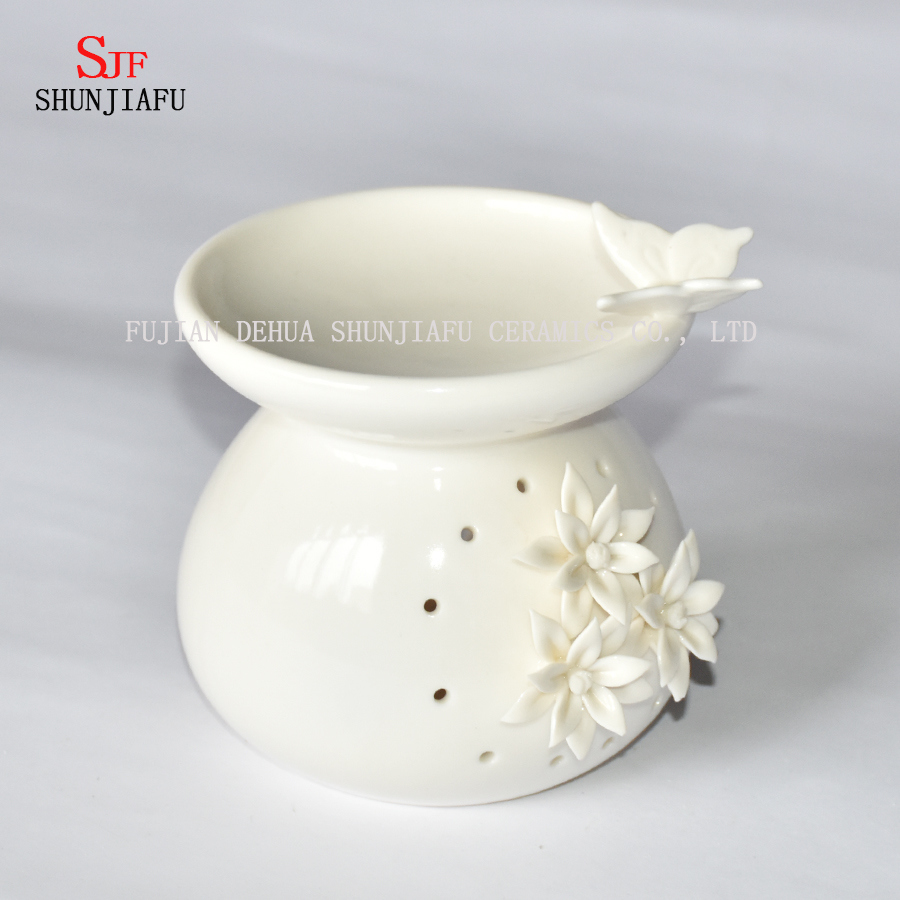 L&aacute;mpara arom&aacute;tica Calentador de aceite de cer&aacute;mica blanca Portacandelitas