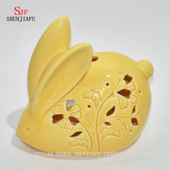 Little Yellow Rabbit Christmas Gifts & Decor Set de candelabros de cerámica con candelita