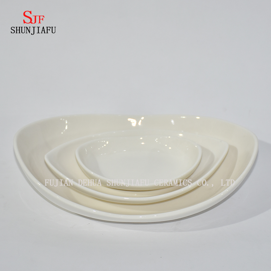Plato de servicio de vajilla de porcelana blanca Plato de salsa de inmersi&oacute;n pintado para aperitivo, postre, ensalada, merienda, sushi, fruta, pan - Juego de 4