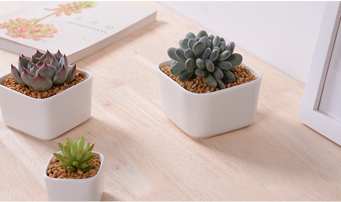 Mesa Mesa De Centro Circular Maceta De Cer&aacute;mica Blanca Grande