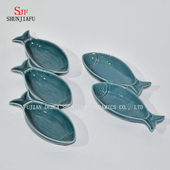 Platos de cerámica multiusos / platillos de porcelana Juego de vajilla para vinagre / ensalada Salsa de soja / Wasabi / Chili Oil-Ocean Series