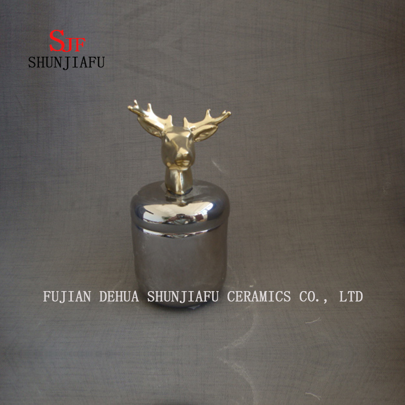 La caja de joyas de ant&iacute;lope, caja de recuerdo de baratija de cer&aacute;mica