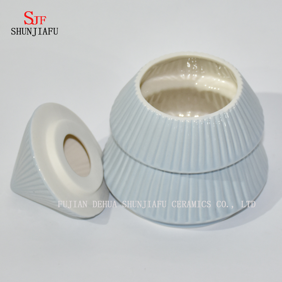 Bote de cer&aacute;mica de 3 capas azul