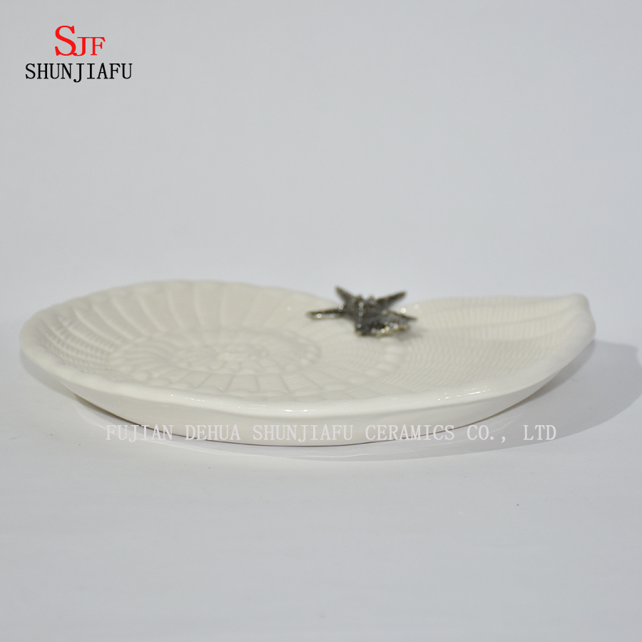 Platos de pescado de cer&aacute;mica Vajilla multiusos Platos para la cena-Ocean Series