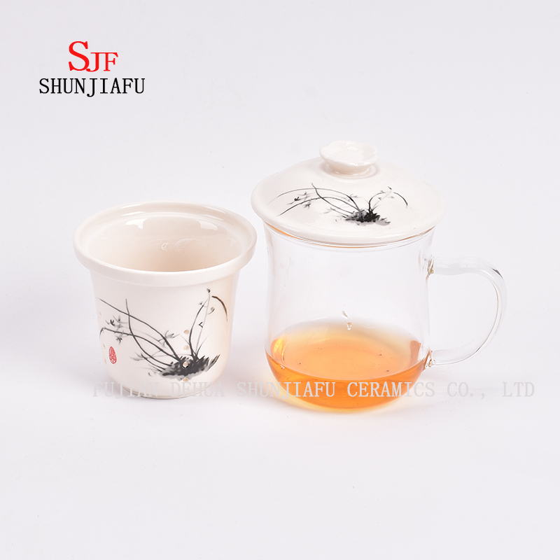 M&aacute;s Estilo y colores Taza de t&eacute; de flores para el hogar de oficina, cer&aacute;mica, 400 ml